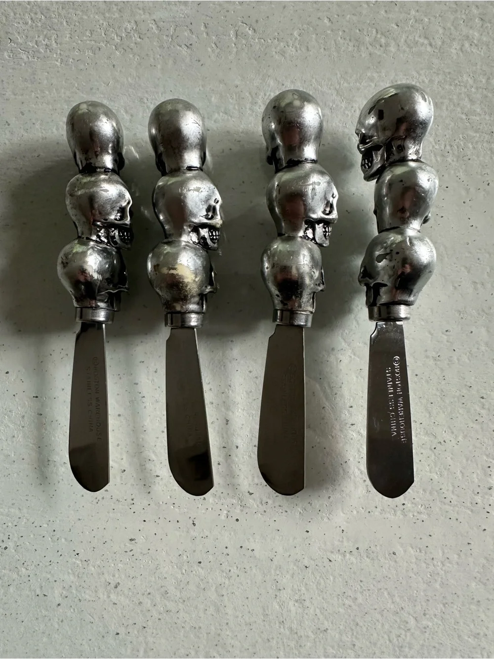 Boston Warehouse Skull Cheese Spreaders - Set of 4